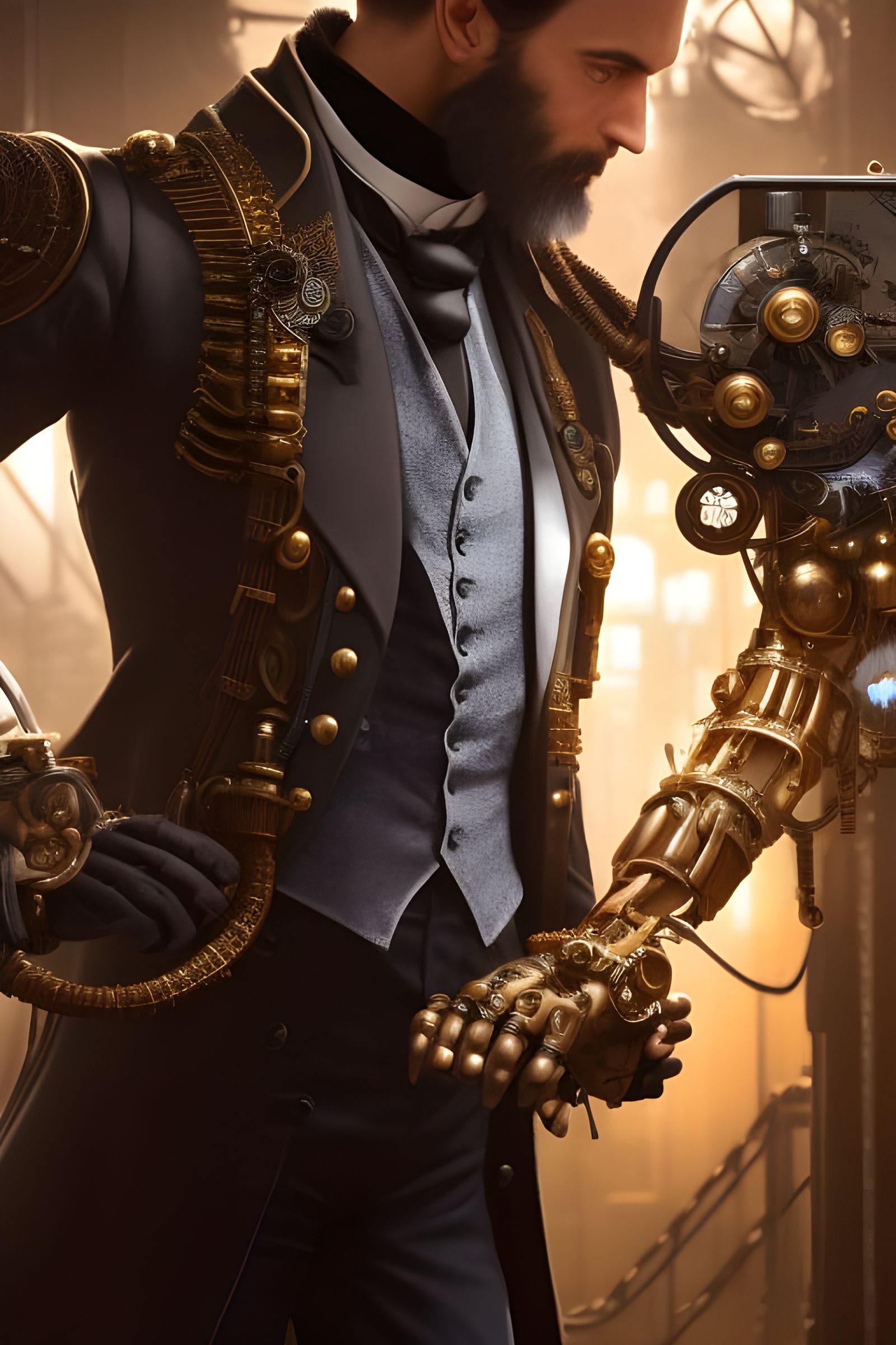 Steampunk Portrait: Man and His Victorian Implant Arm