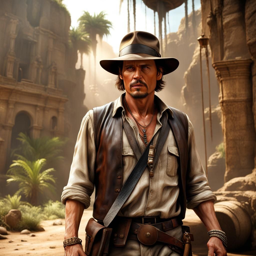 Johnny Depp as Indiana Jones: Hyperrealistic Art