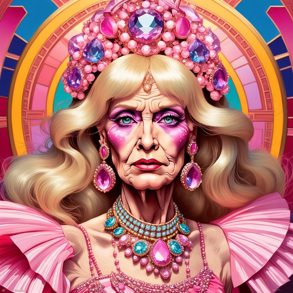 Glamorous Portrait of an elderly person in Art Deco Style