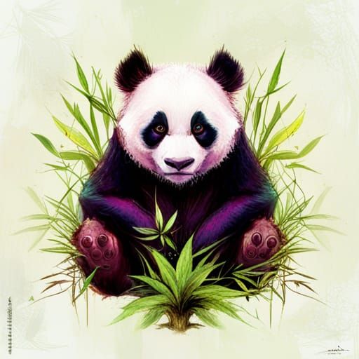 Adorable Panda Portrait in a Colorful Jungle