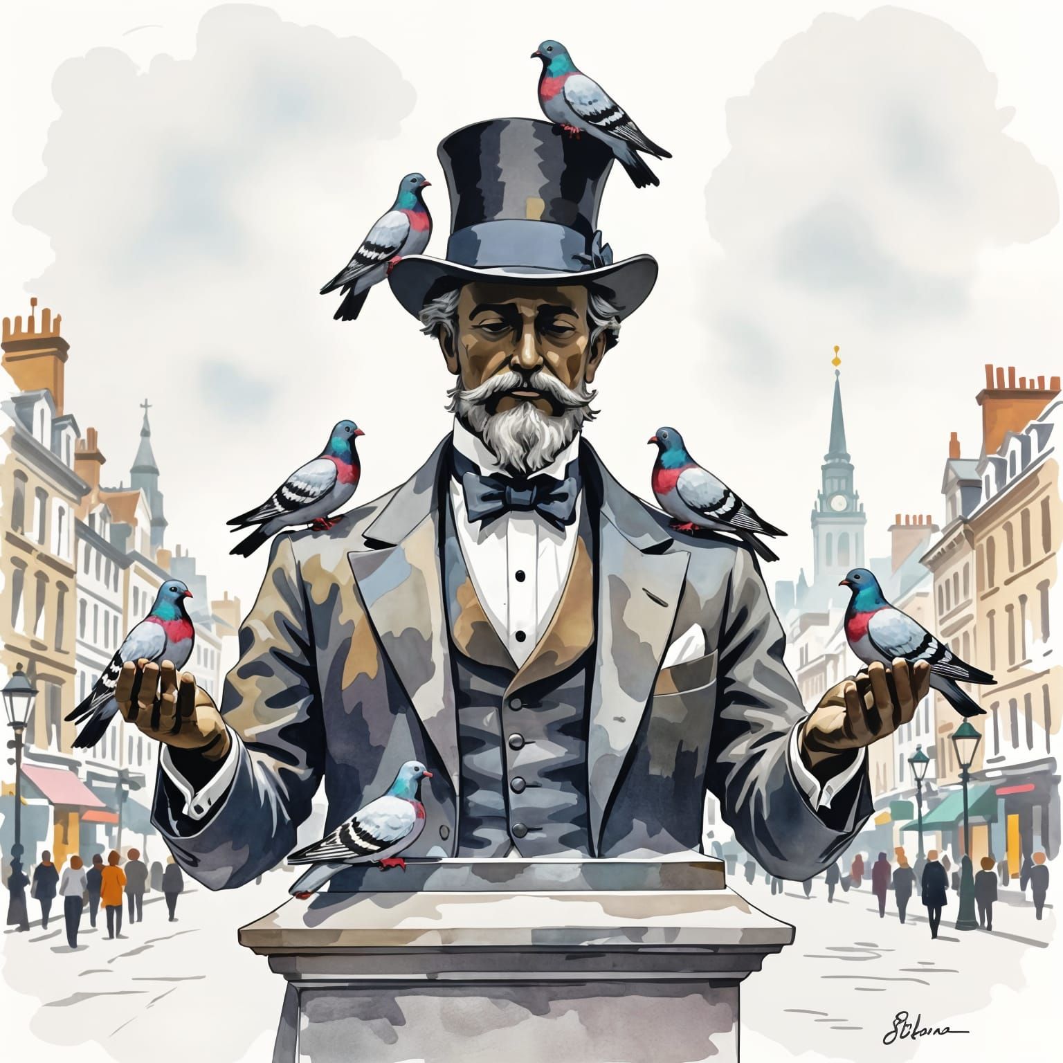Victorian Gentleman Statue Hosts Pigeon Parliament in Waterc...