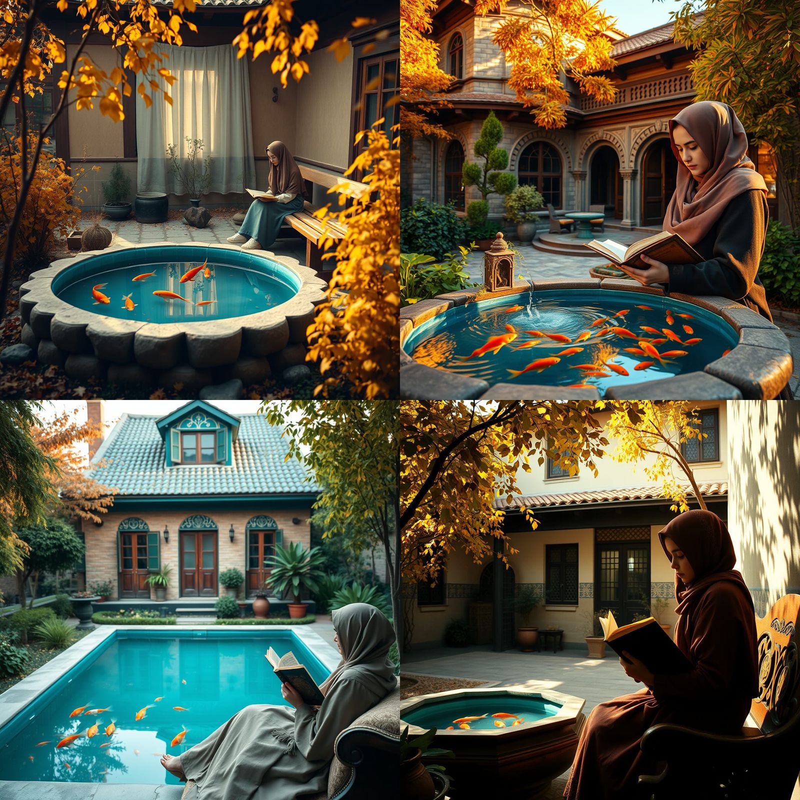 Beautiful Iranian Home With Azure Pool in Autumn