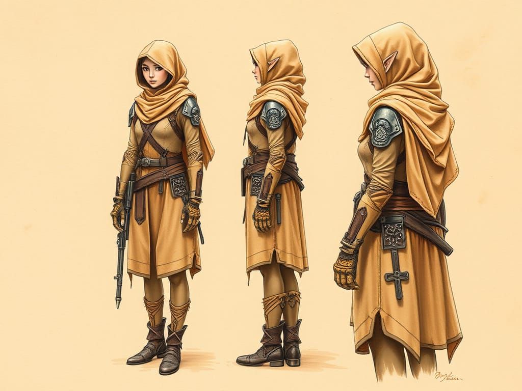 Desert Elf Scout in Tan Camouflage Armor