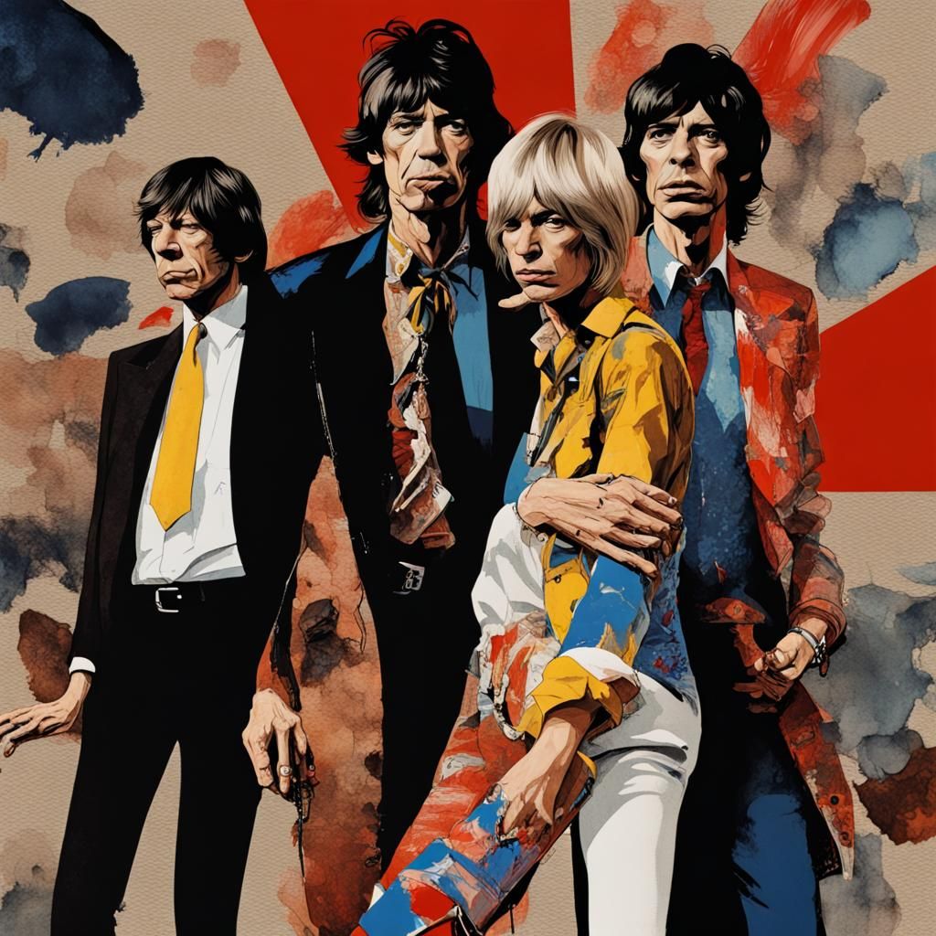 Rolling Stones Fashion Illustration Art Collage
