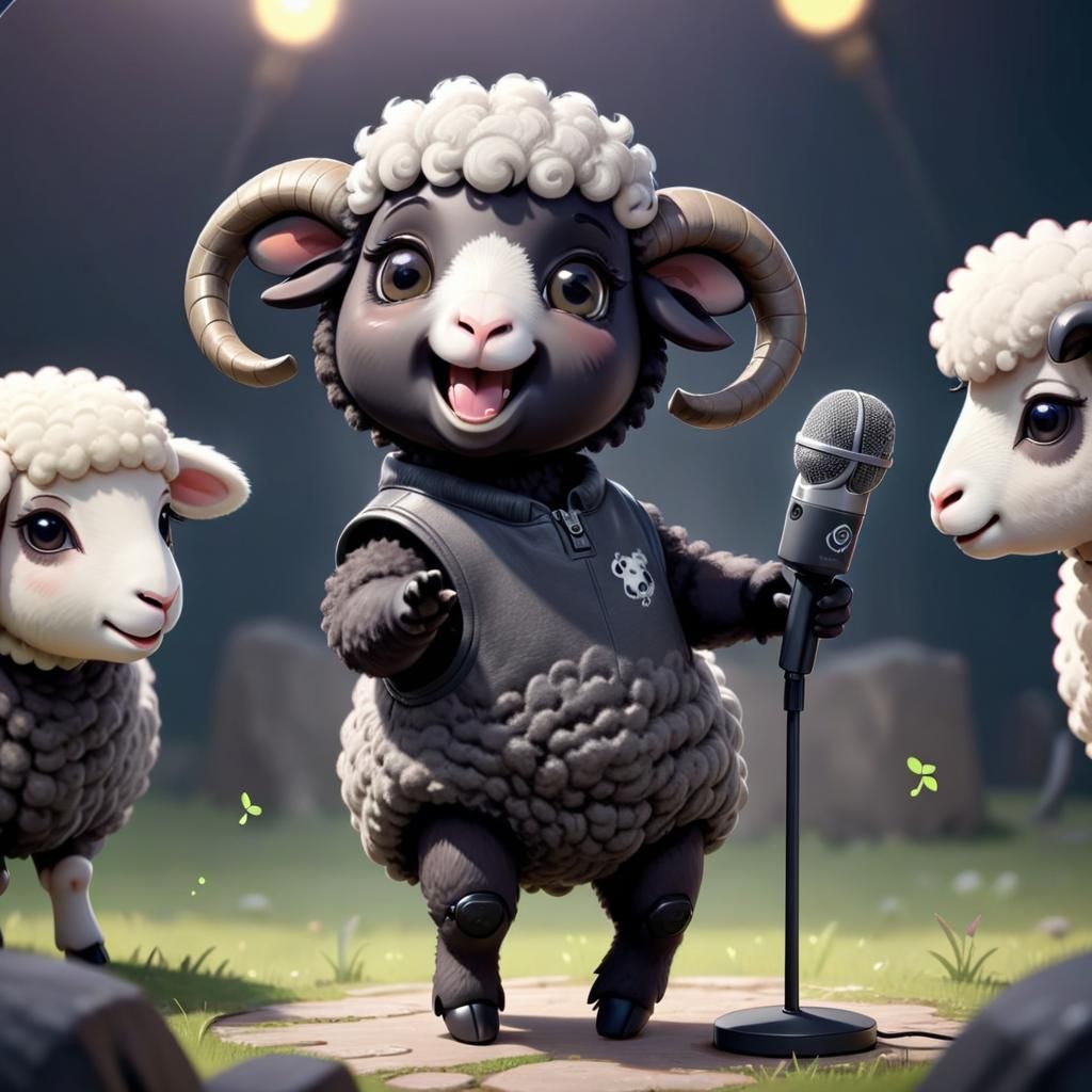 Chibi Sheep Sing and Dance Cyberpunk Nursery Rhyme