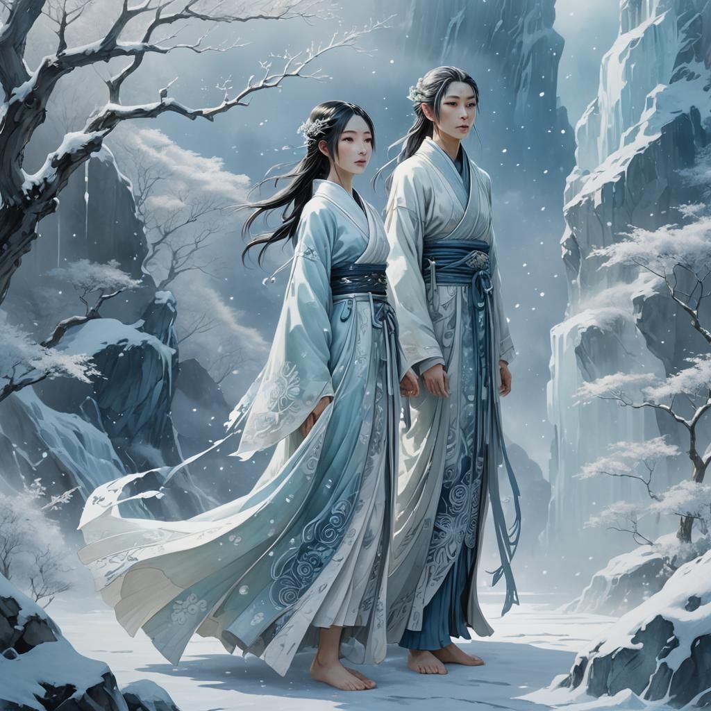 Yuki Onna-Inspired Spirit in Winter Landscape