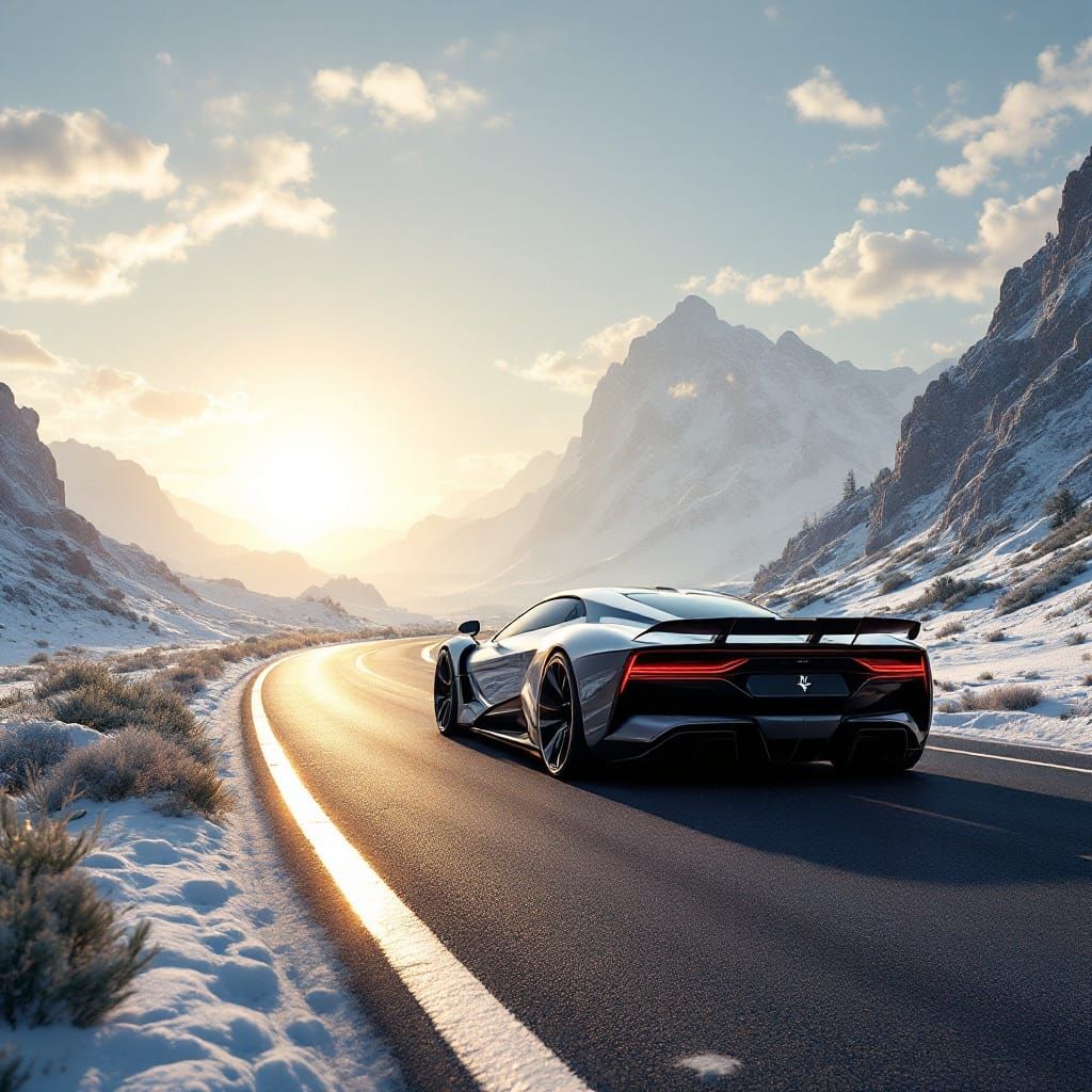 Luxurious Futuristic Drive in Photorealistic Landscape