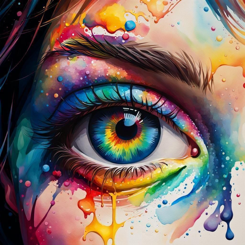 Face with multicolored paint