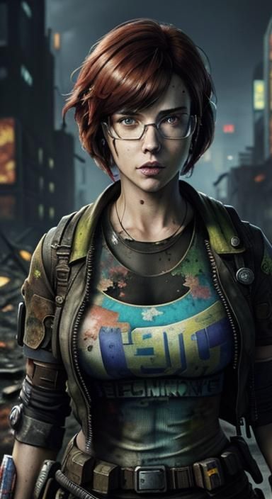 Velma Dinkley in a Cyberpunk, Post-Apocalyptic Floral Tuxedo