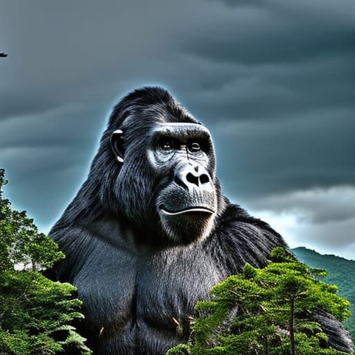 Hyperrealistic King Kong in Cinematic Composition