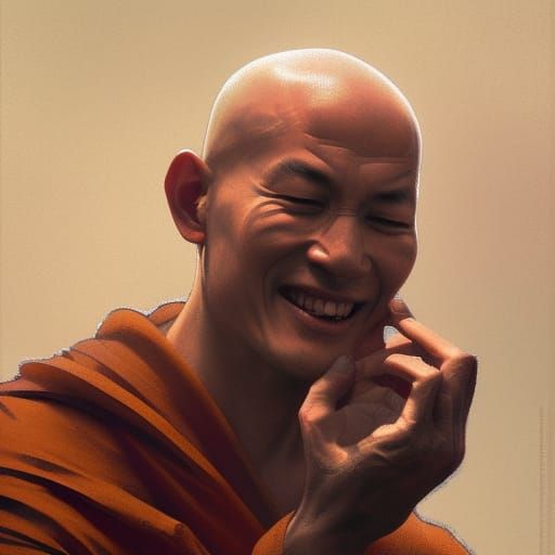 Zen Monk Meditating Portrait in Detailed Lighting