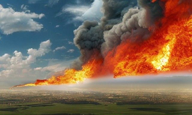 Burning Plane Crash: Detailed Matte Painting