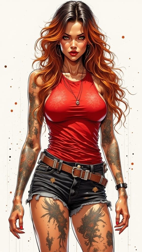 Dynamic Italian Woman in Frazetta-esque Style