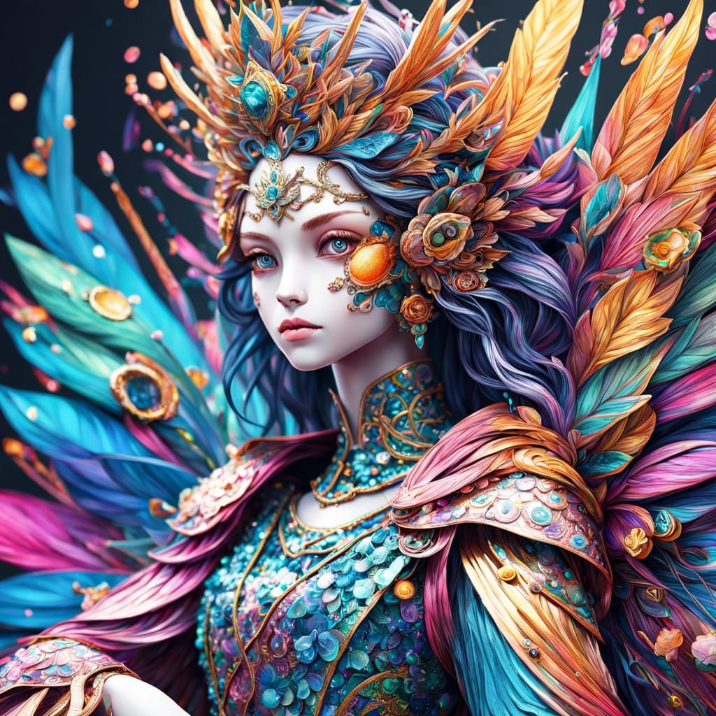 Sequin Creature Portrait with Yarn Throne