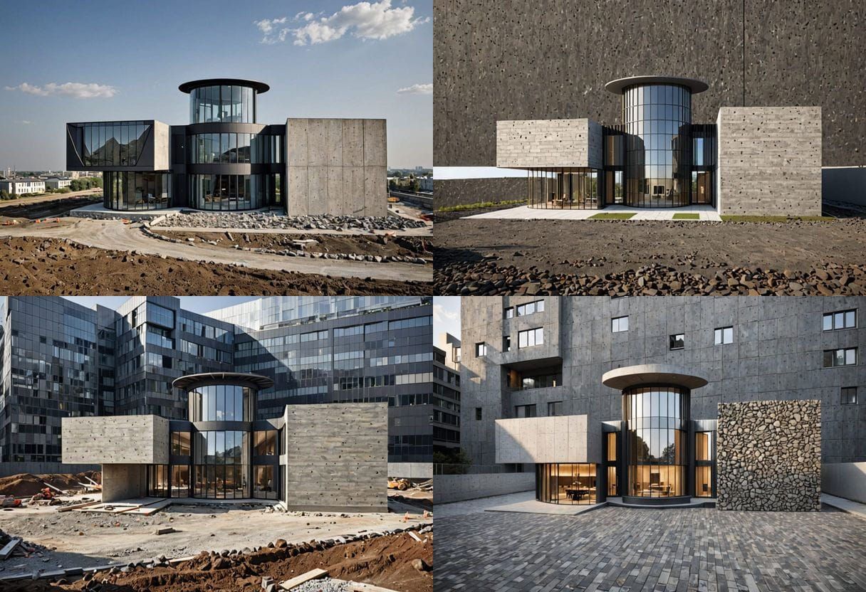 Modern Architecture with Diagonal Cladding and Steel Beams