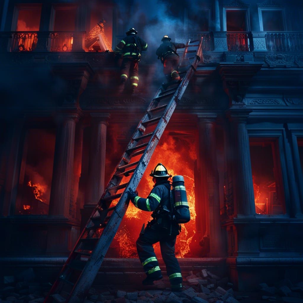 Heroic Firefighter Climbs Burning Building in Realistic Deta...