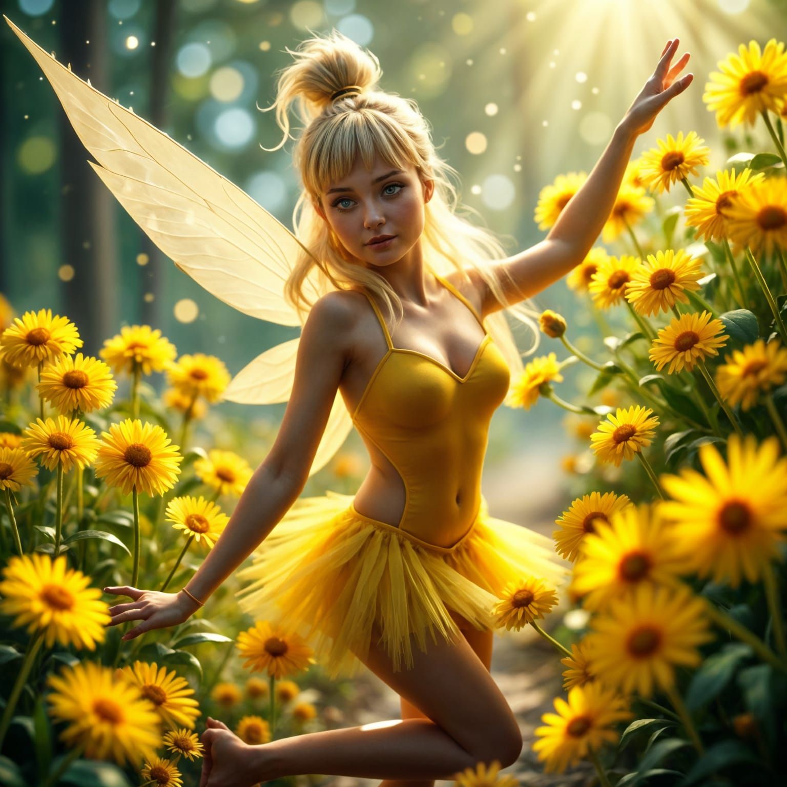Glittering Plus-Size Tinkerbell in Windswept Elegance