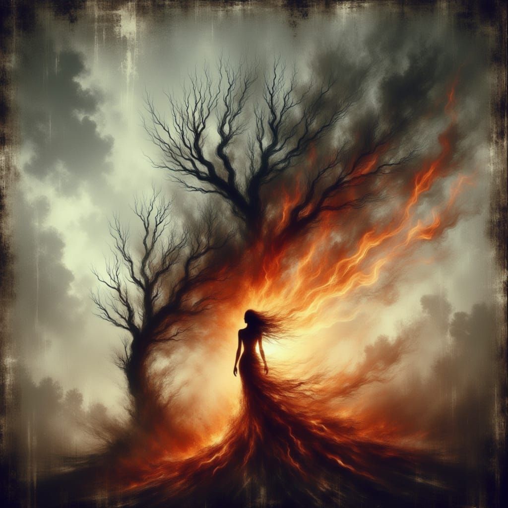 Surreal Earthly Scene with Ethereal Echoes