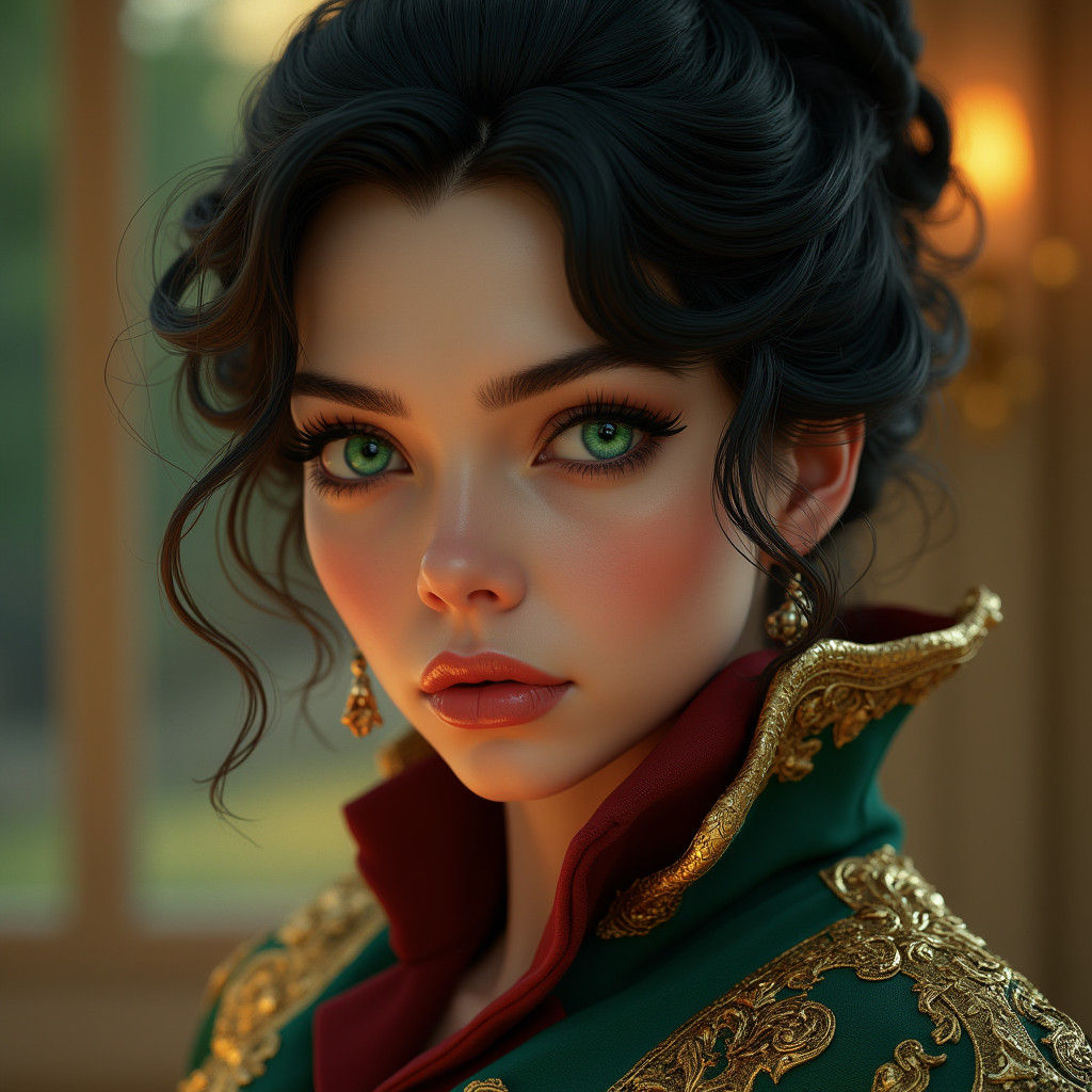 Elegant Portrait of Georgina in Art Nouveau Style