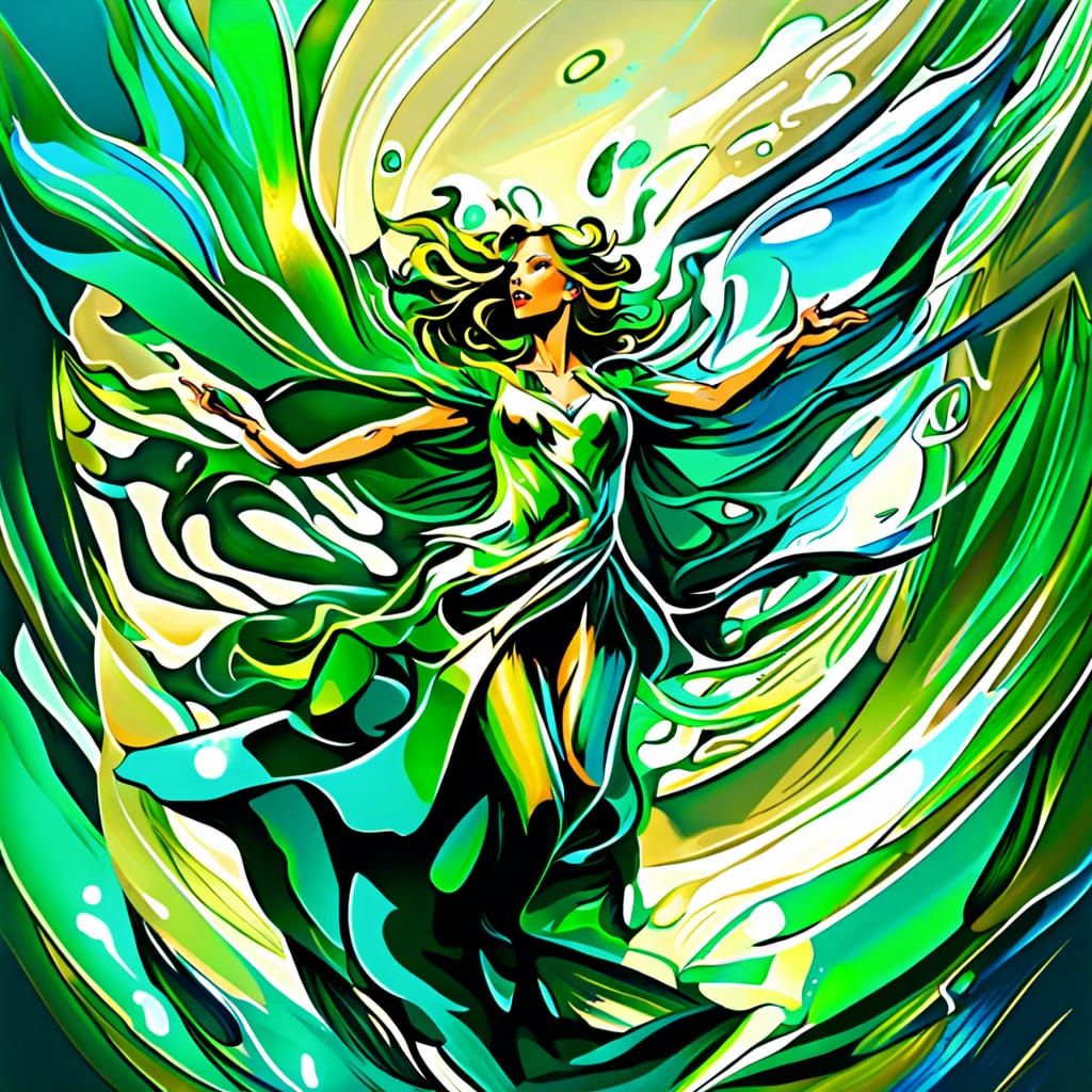 Sapphire Archangel Swimming: Fantasy Concept Art