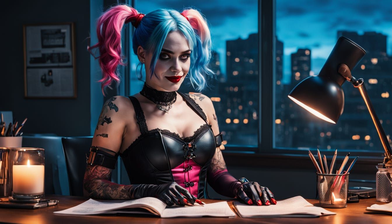 Harley Quinn Comic Book Art in Vibrant Style