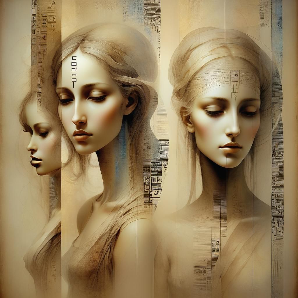 Ethereal Figures in Hebrew Script as Optical Art