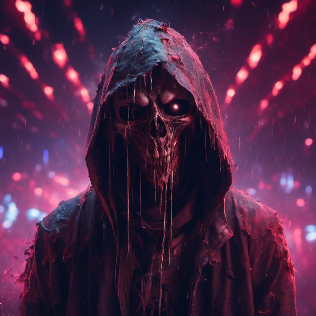 Macabre Squid-Faced Figure on Rave Stage