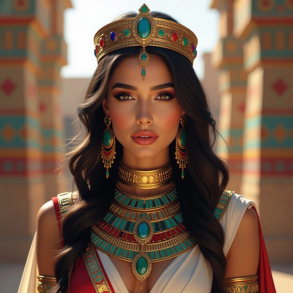 Hyperrealistic Egyptian Queen in Dramatic Lighting