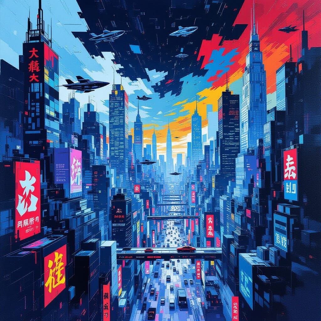 Pablo Picasso meet Akira.. in Cubist futuristic world.