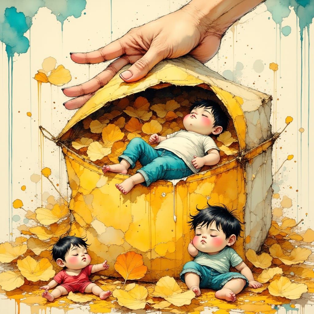 Tiny Salt People in Chip Bag Illustration