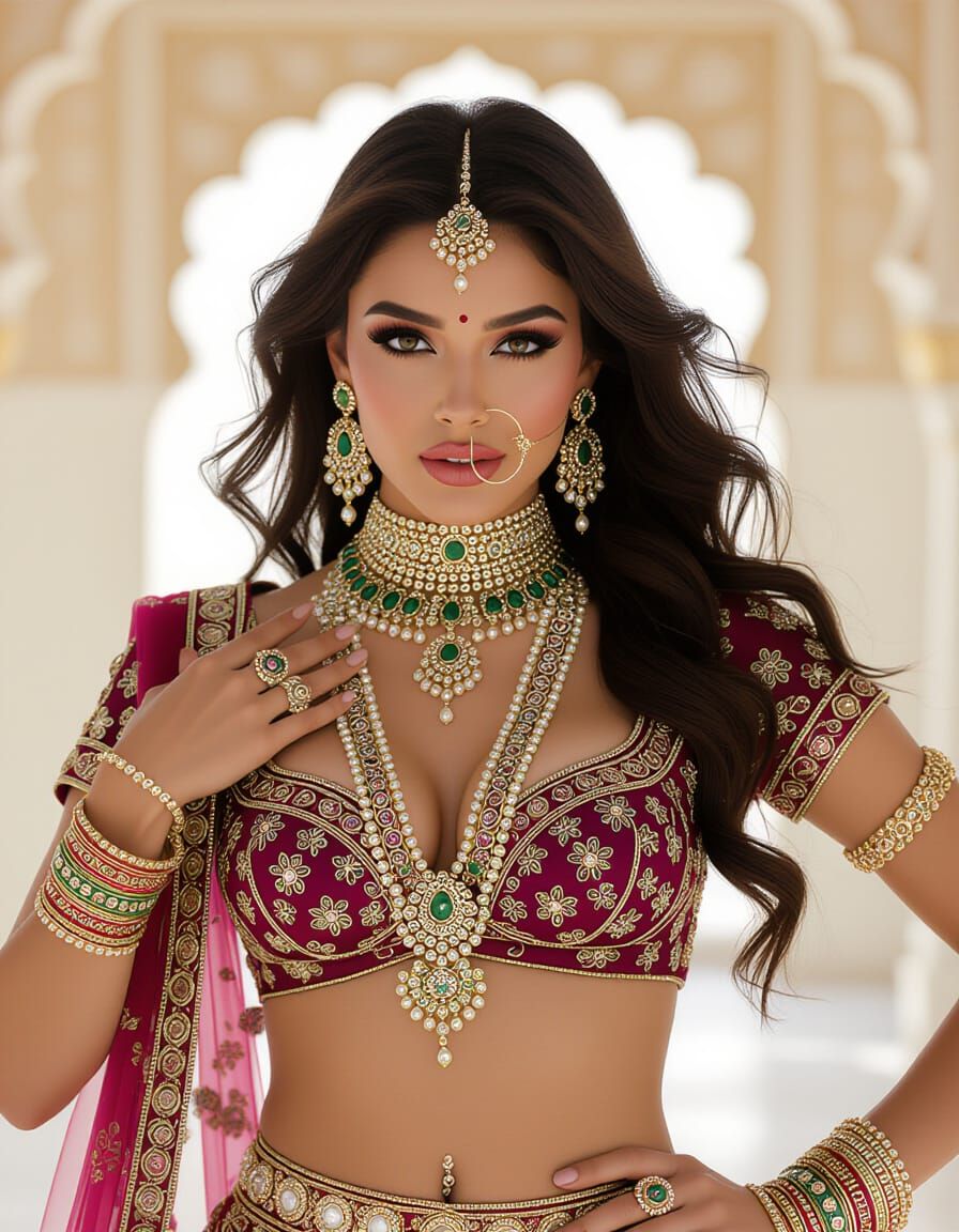 Harem Woman's Exotic Dance in Jewel-Encrusted Apparel