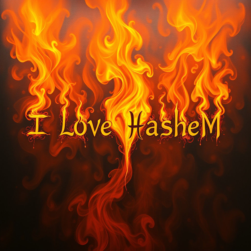 Fiery Hebrew Inscription: I LOVE HASHEM