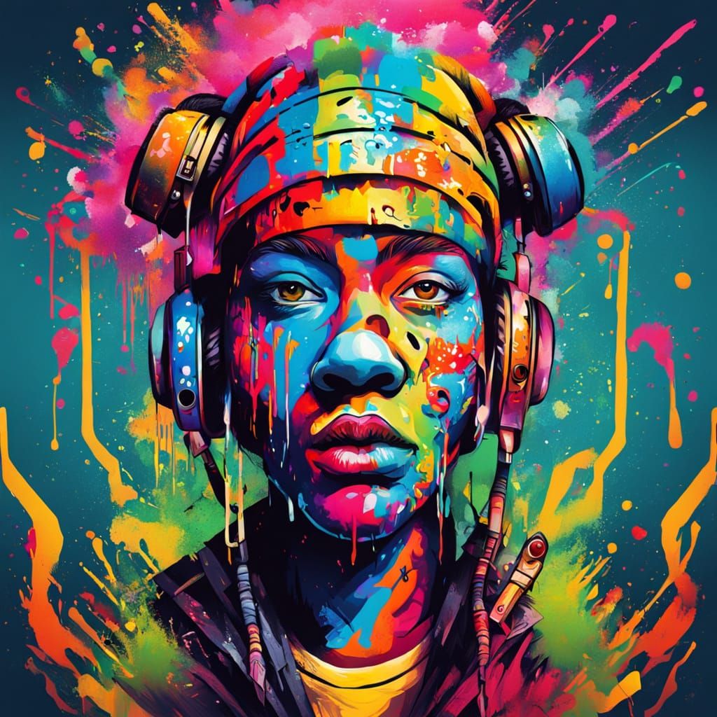 Vibrant Graffiti Art Festival with Luminous Beings