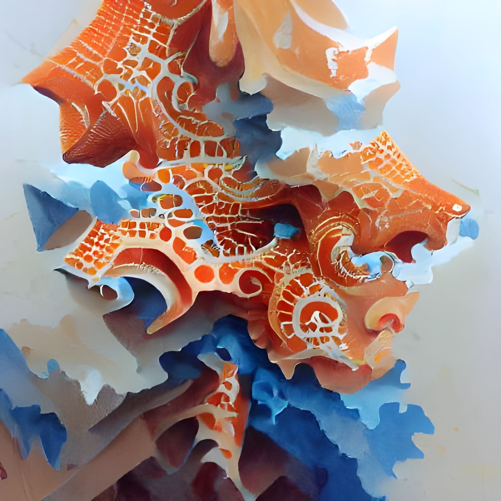 Detailed Gouache Painting of a Fractal