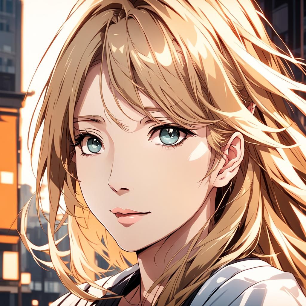 Anime Portrait of a Kind Woman With Blond Hair