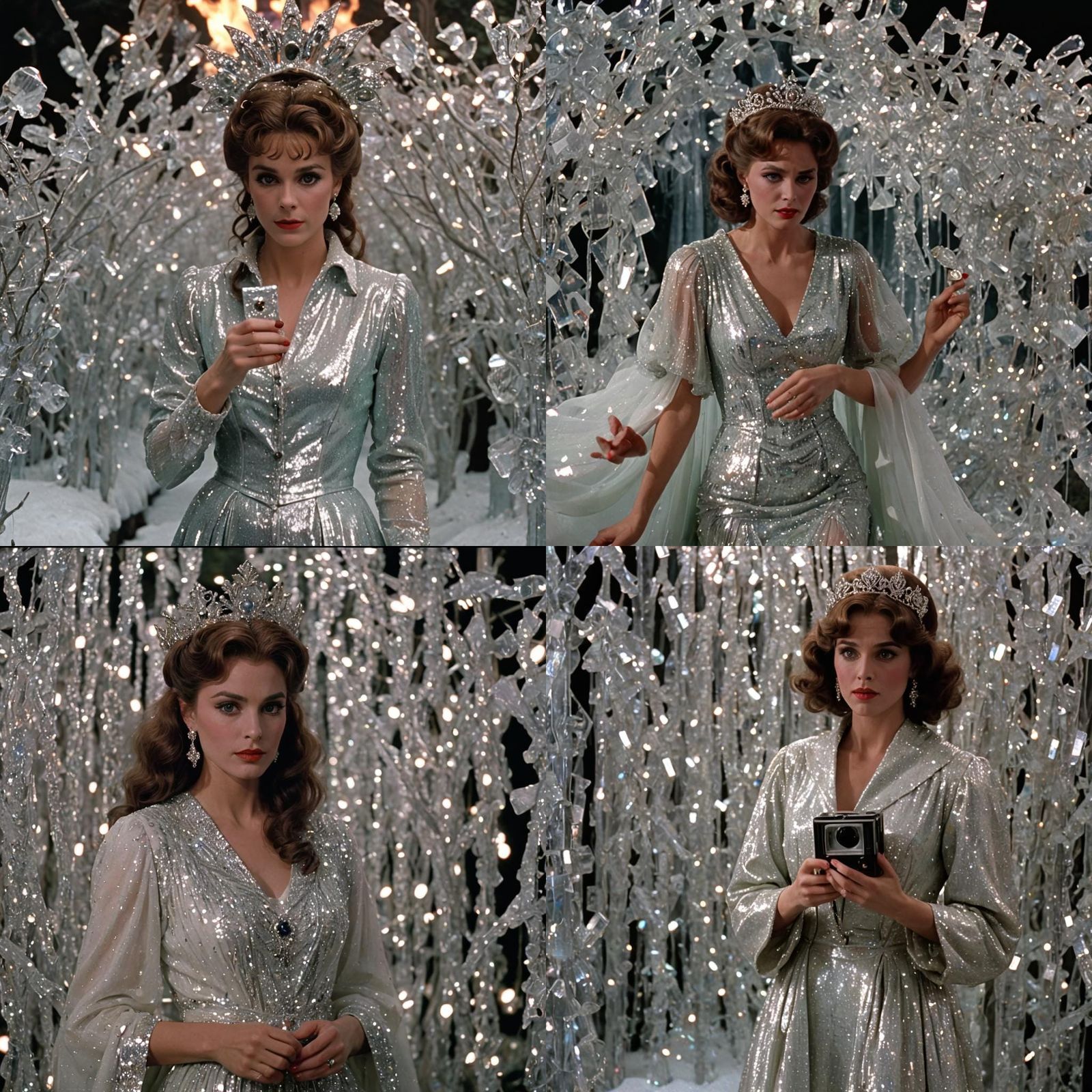 Ghostly Woman in Futuristic Vaporwave Cityscape