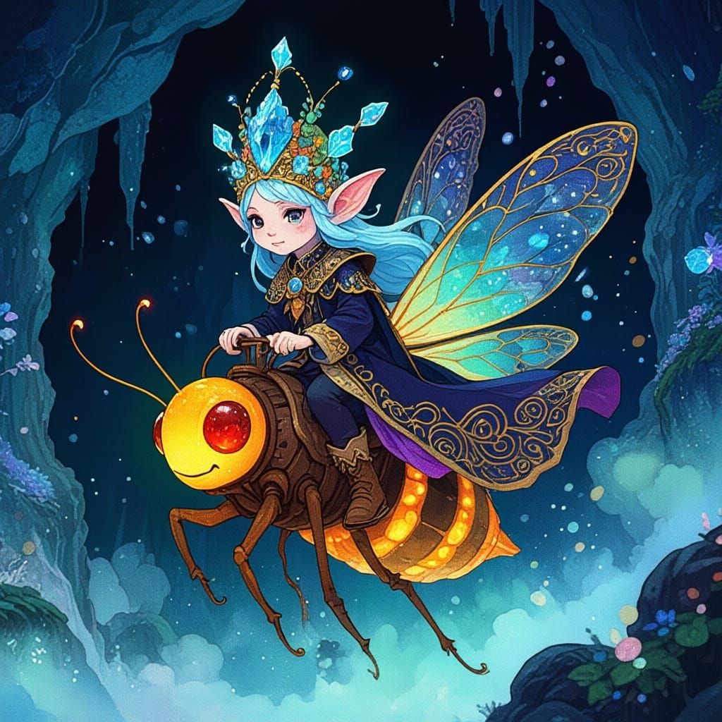 Ethereal Fantasy Art with Glass Texture and Glitter