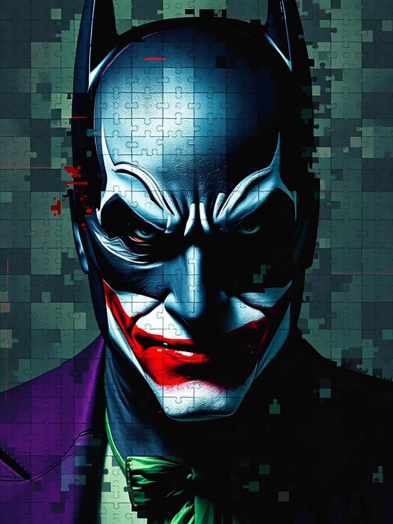Batman and Joker Glitch Art Portrait