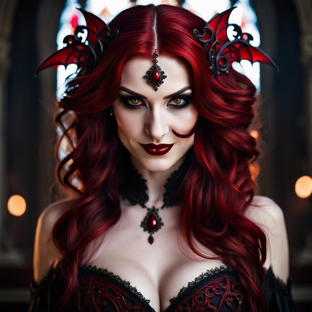 Gothic Vampiress Queen in Catholic Church