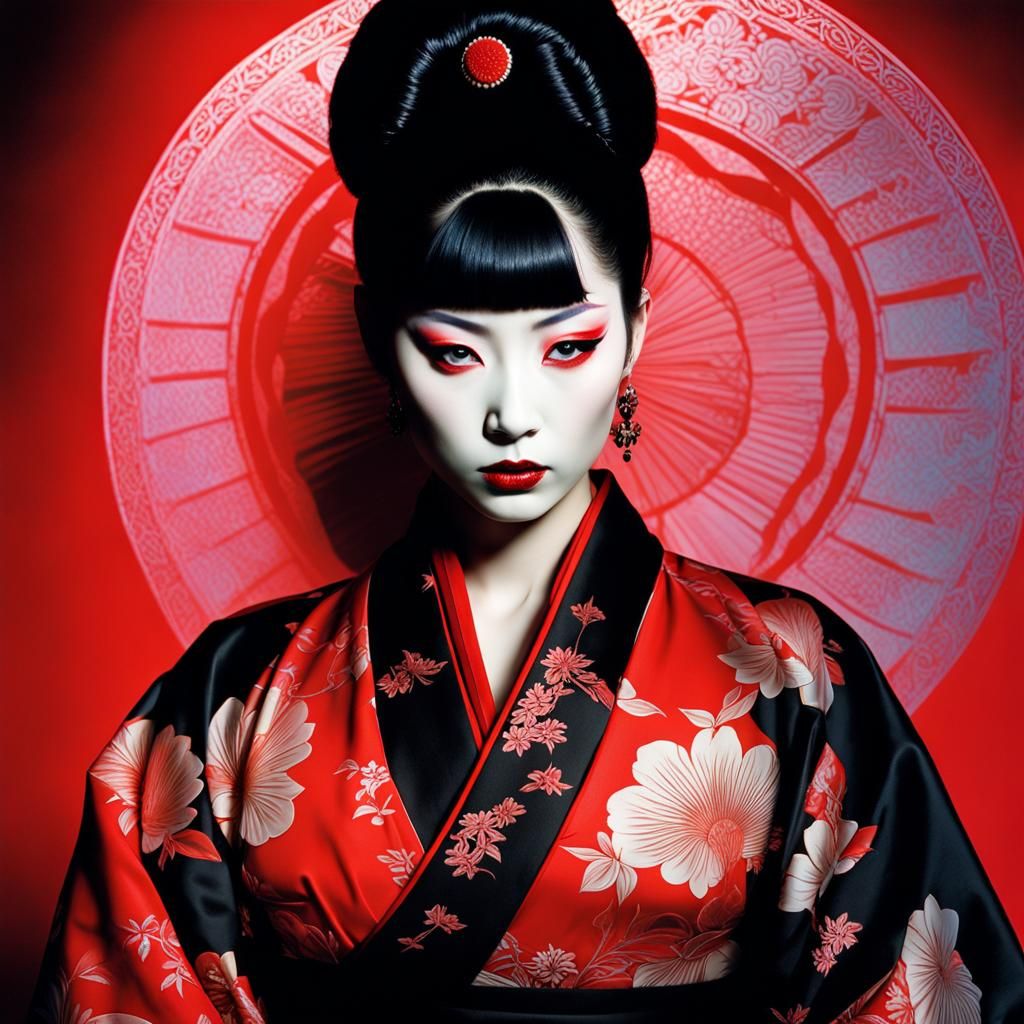 Gorgeous Yakuza Princess in Black Light Art