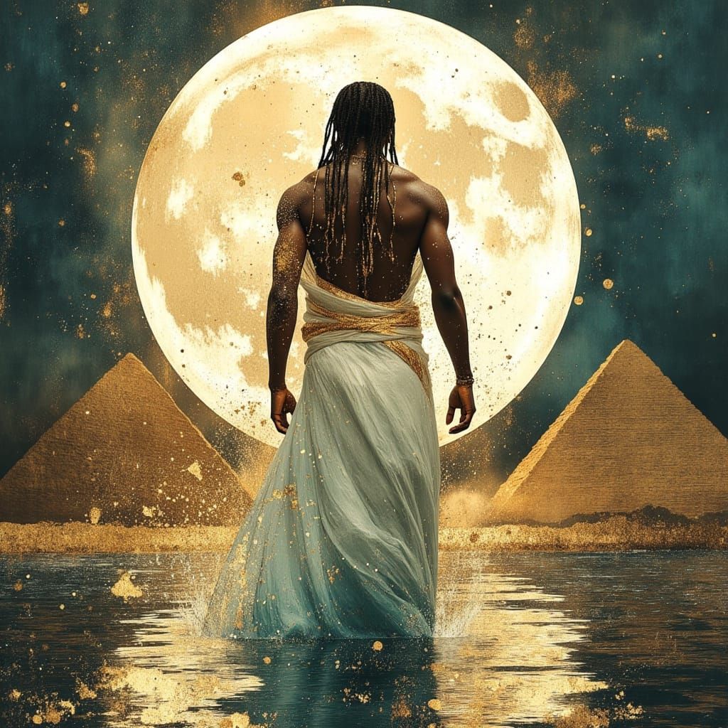 Majestic God Emerges from Nile in Divine Oil