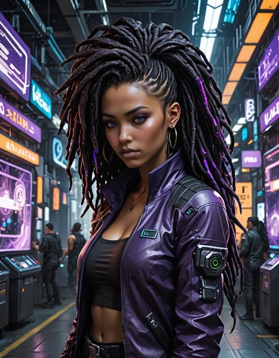 Cyberpunk Netrunner: Gorgeous Woman in Asia Pop Style