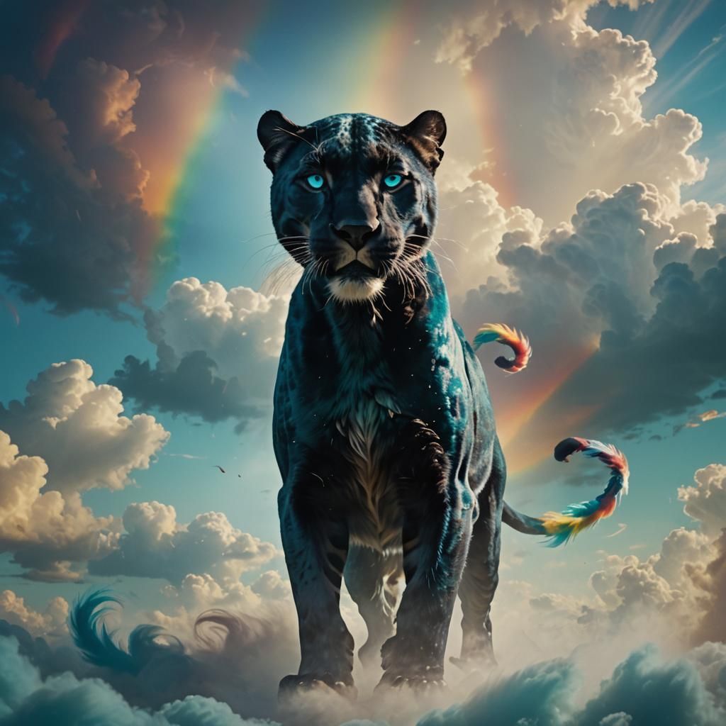 Sky Panther Parting Rainbow Light: Cinematic Still