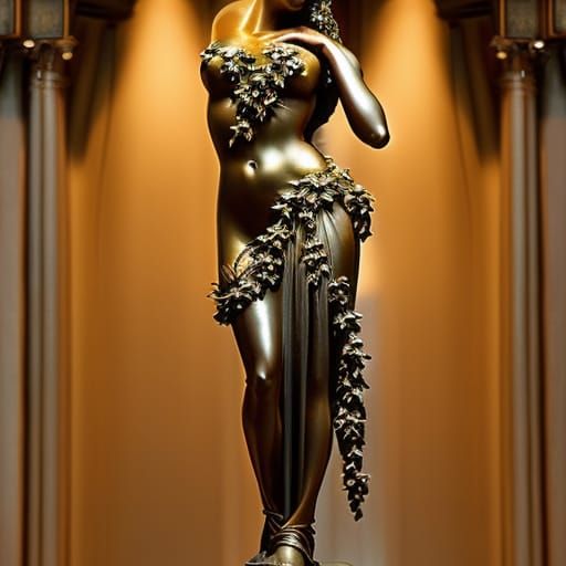 Aphrodite Bronze Statue with Vine Decorations