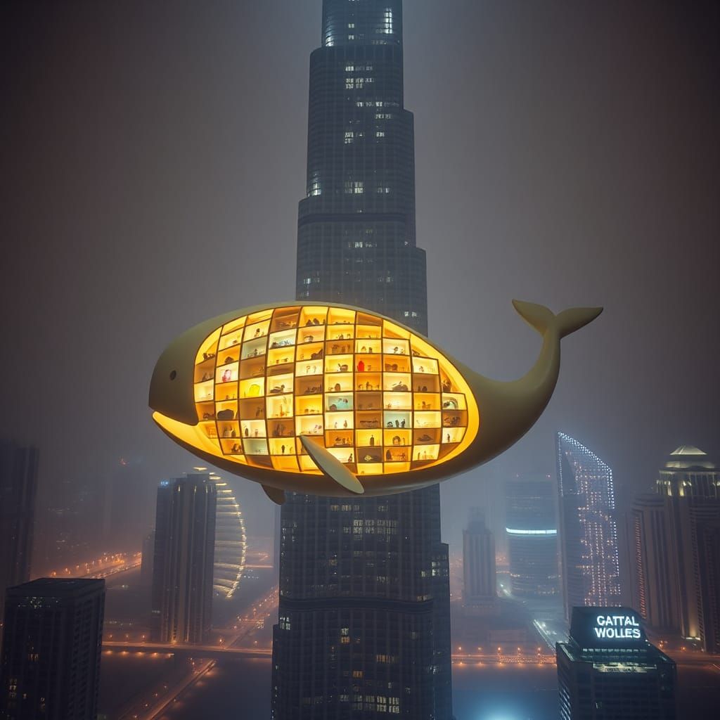 Whale Lamp Envelops Burj Khalifa in Cinematic Glow