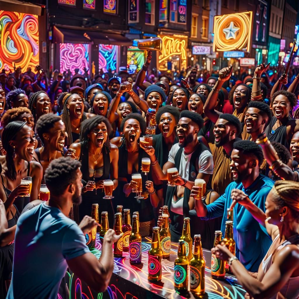 Electric Street Celebration in Hyper-Realistic Digital Art