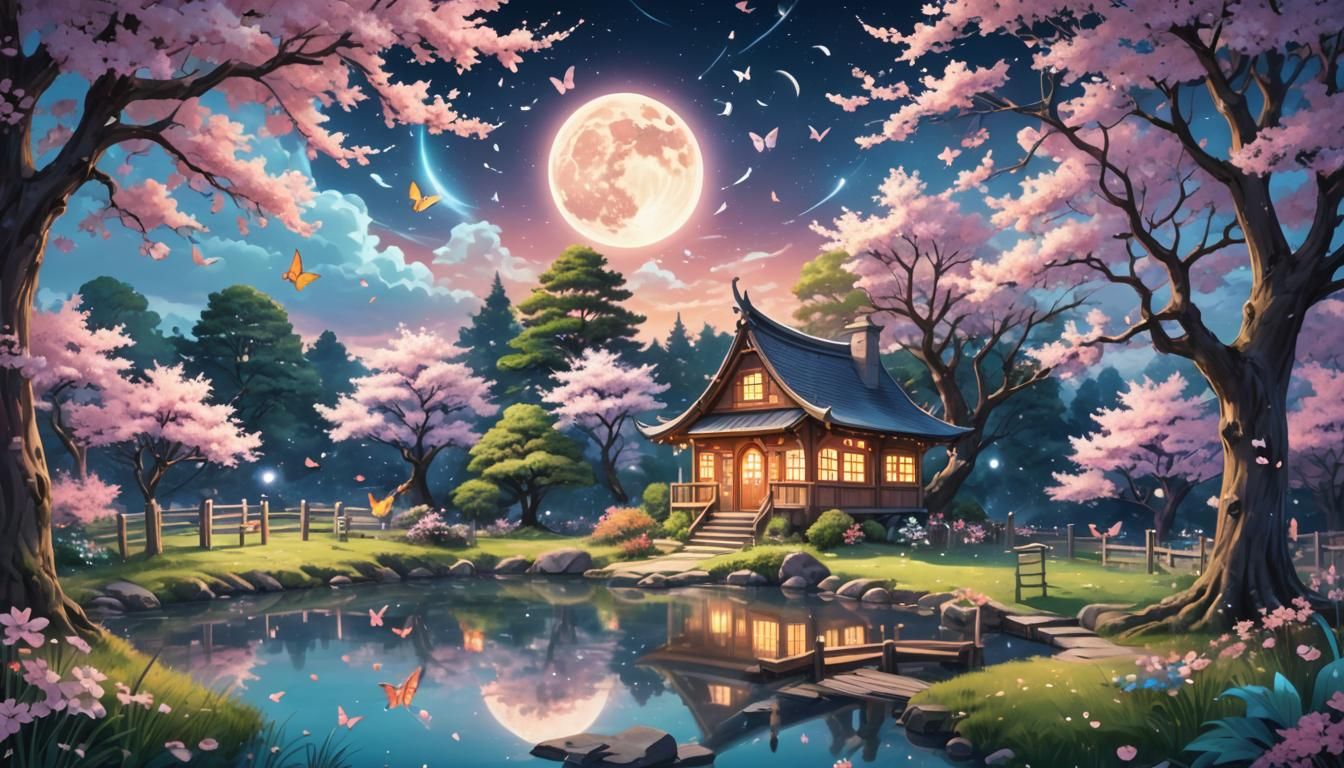 Anime-Style Fairy House in Butterfly Forest