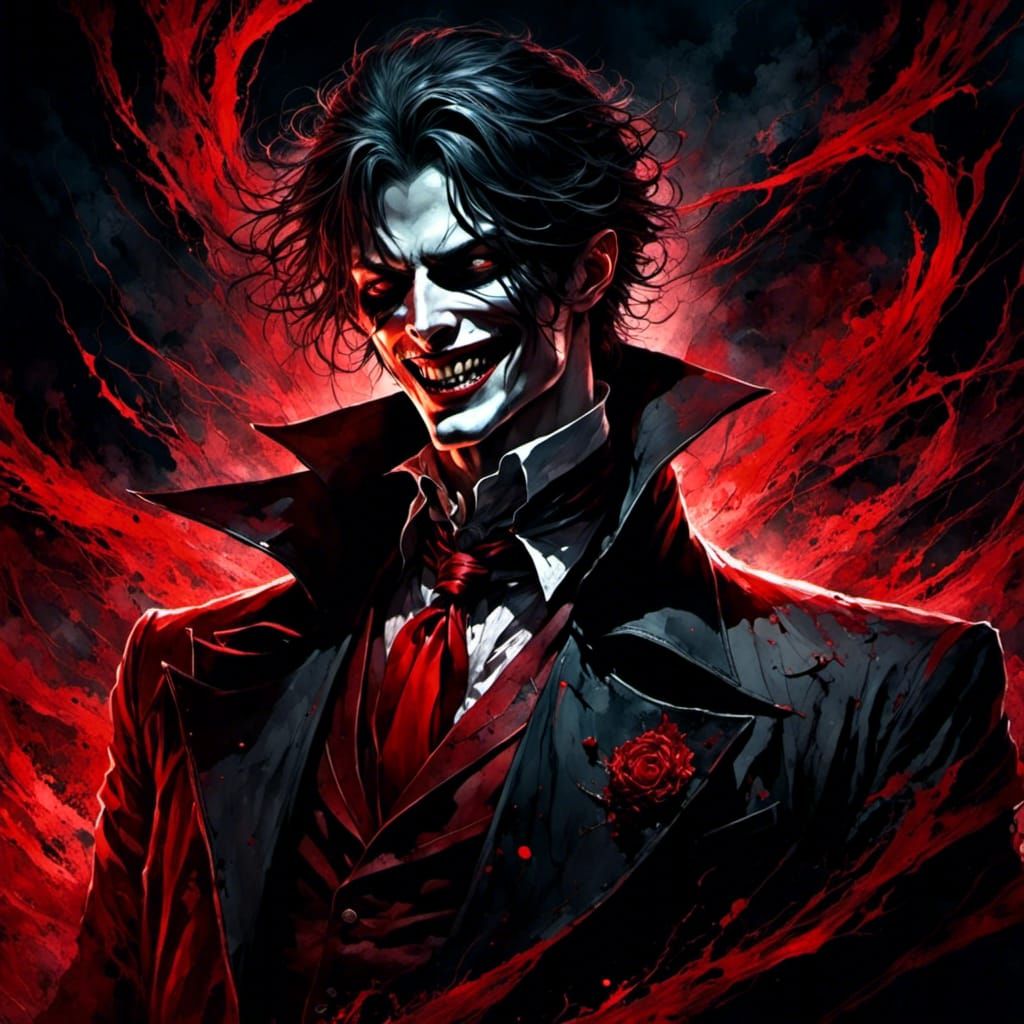 Alucard Portrait in Anime Dark Fantasy Style