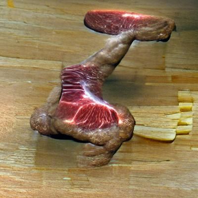 Steak with Muscular Legs: A Humorous Concept