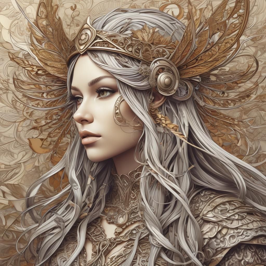 Fall Fairy as Viking Valkyrie with Flowing Hair